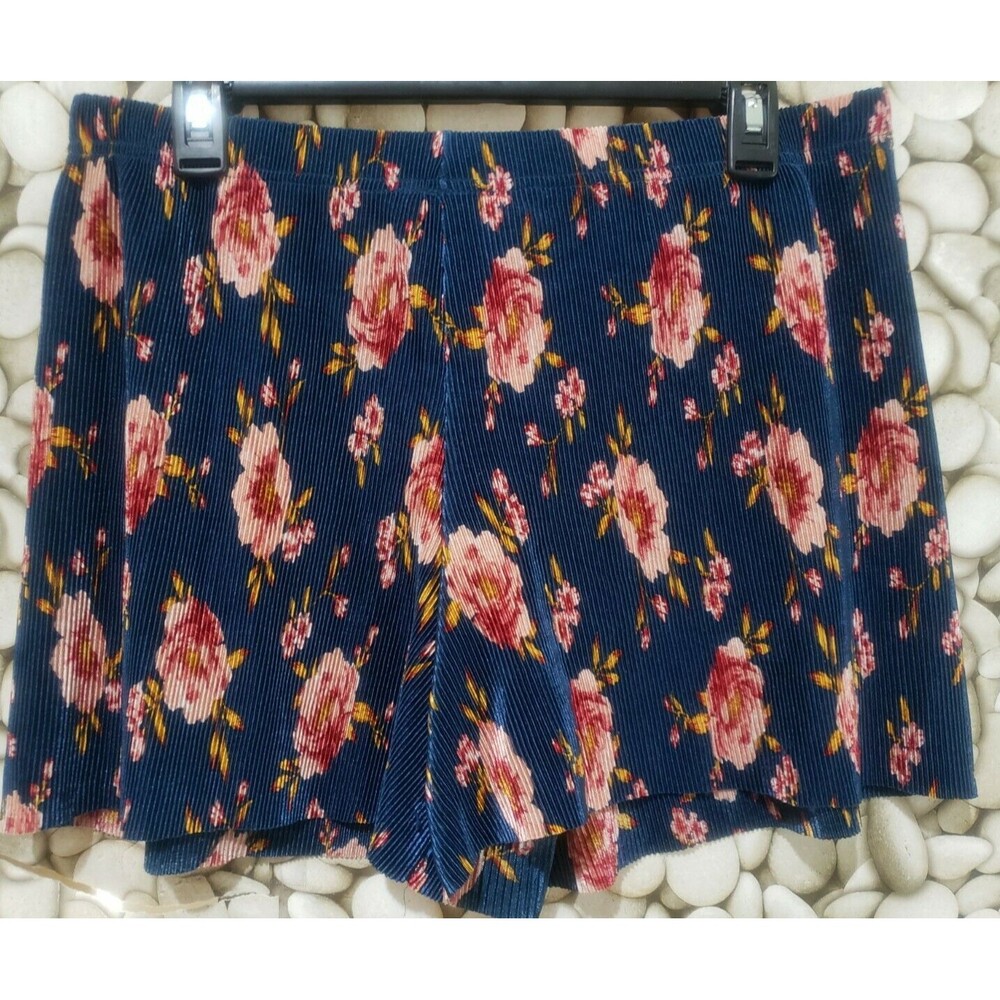 No Boundaries Shorts Juniors Size Large Floral Blue Pink Thin Elastic Waist